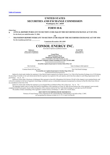 Thumbnail CNX Resources
 10-K Annual Report 