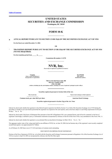 Thumbnail NVR 10-K Annual Report 