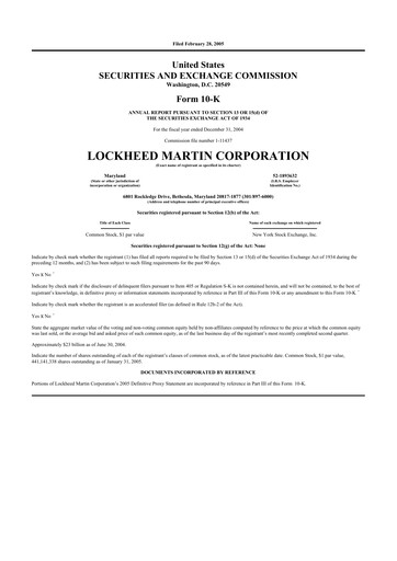 Thumbnail Lockheed Martin 10-K Annual Report 