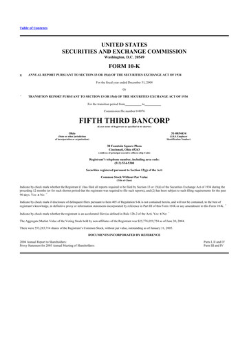 Thumbnail Fifth Third Bank
 10-K Annual Report 