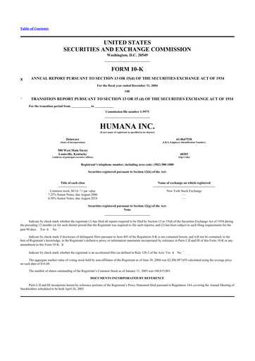 Thumbnail Humana 10-K Annual Report 