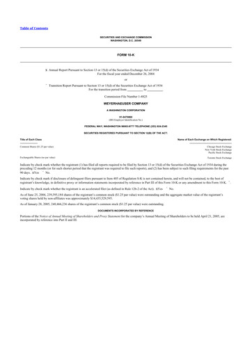 Thumbnail Weyerhaeuser
 10-K Annual Report 