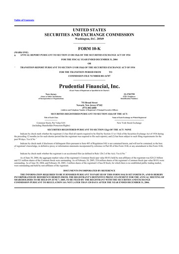 Thumbnail Prudential Financial 10-K Annual Report 