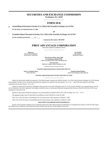 Thumbnail First Advantage 10-K Annual Report 