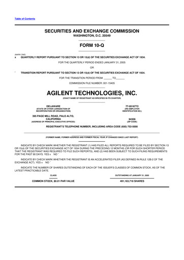 Thumbnail Agilent Technologies 10-Q Quarterly Report FY 