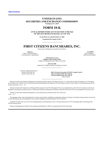 Thumbnail First Citizens BancShares
 10-K Annual Report 
