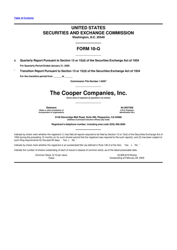 Thumbnail Cooper Companies 10-Q Quarterly Report FY 
