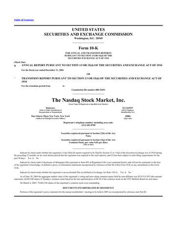 Thumbnail Nasdaq 10-K Annual Report 