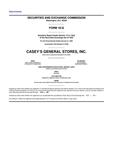 Thumbnail Casey's General Stores
 10-Q Quarterly Report FY 