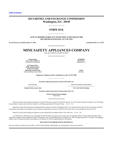 Thumbnail MSA Safety 10-K Annual Report 
