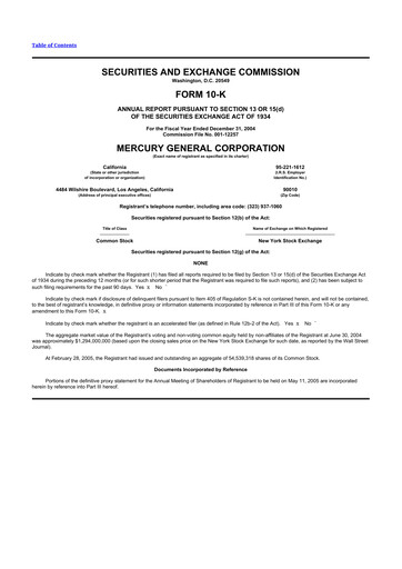 Miniature Mercury General
 10-K Rapport annuel 