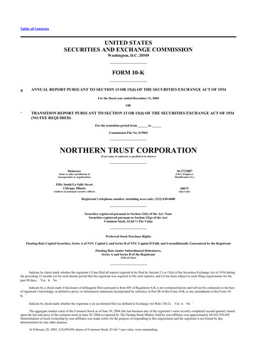 Thumbnail Northern Trust
 10-K Annual Report 