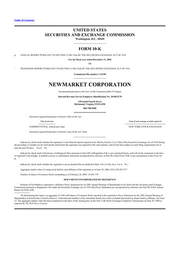 Thumbnail NewMarket Corp 10-K Annual Report 