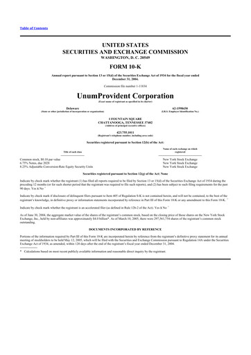 Thumbnail Unum 10-K Annual Report 