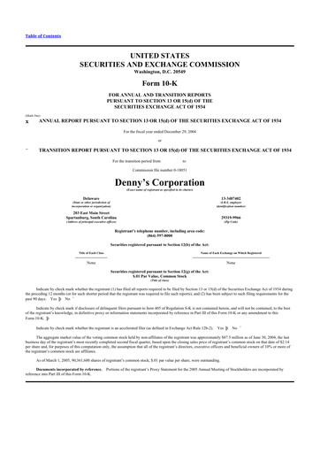 Thumbnail Denny's
 10-K Annual Report 