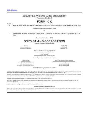 Thumbnail Boyd Gaming
 10-K Annual Report 