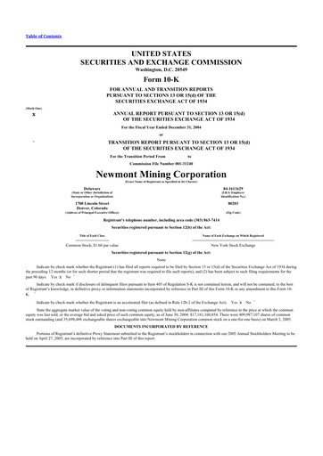 Thumbnail Newmont 10-K Annual Report 