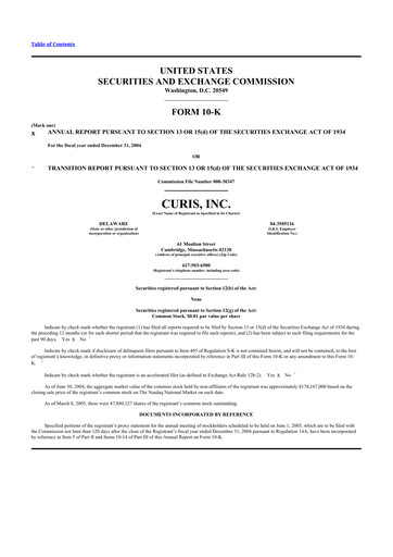 Thumbnail Curis 10-K Annual Report 