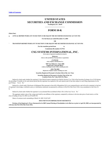 Thumbnail CSG International
 10-K Annual Report 