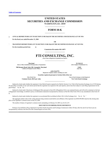 Thumbnail FTI Consulting 10-K Annual Report 