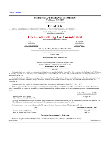 Thumbnail Coca-Cola Consolidated 10-K Annual Report 