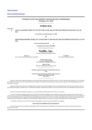 Thumbnail Netflix 10-K Annual Report 