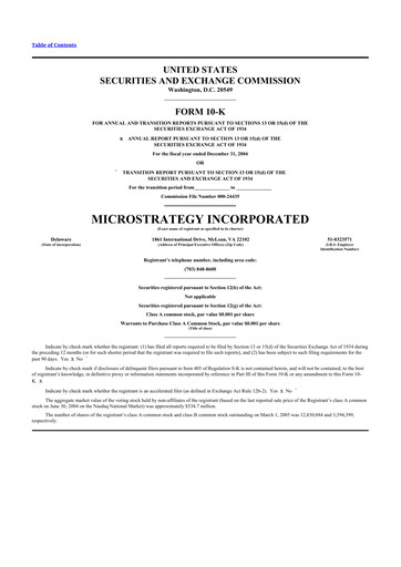 Thumbnail Strategy 
 (MicroStrategy) 10-K Annual Report 