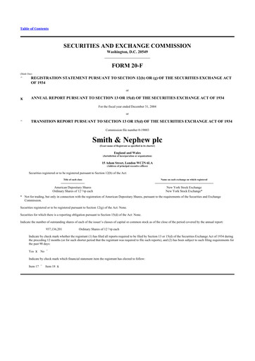 Thumbnail Smith & Nephew
 20-F Annual Report 