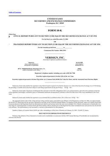 Thumbnail VeriSign 10-K Annual Report 