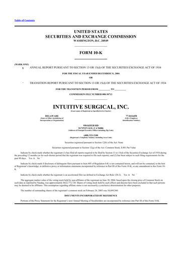 Thumbnail Intuitive Surgical 10-K Annual Report 