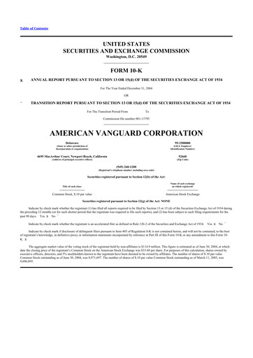 Thumbnail American Vanguard 10-K Annual Report 