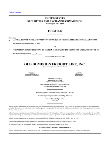 Thumbnail Old Dominion Freight Line
 10-K Annual Report 