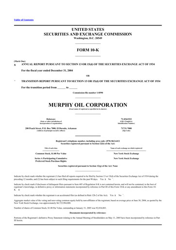 Thumbnail Murphy Oil
 10-K Annual Report 