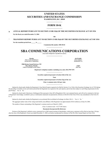 Thumbnail SBA Communications 10-K Annual Report 