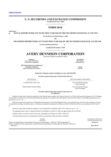 Miniature Avery Dennison
 10-K Rapport annuel 