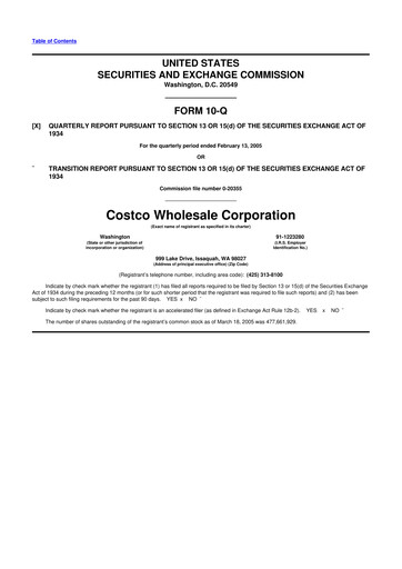 Thumbnail Costco 10-Q Quarterly Report FY 