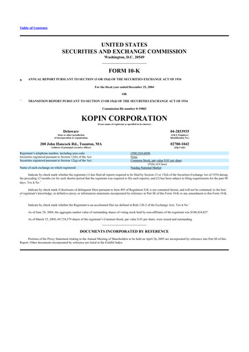 Thumbnail Kopin Corporation
 10-K Annual Report 