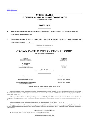 Thumbnail Crown Castle 10-K Annual Report 