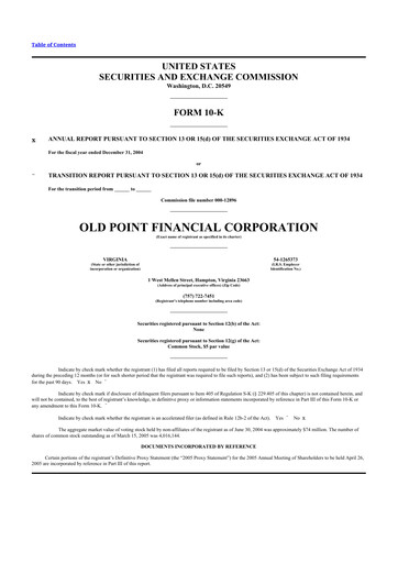 Thumbnail Old Point Financial 10-K Annual Report 