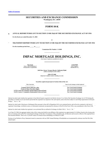 Vorschaubild Impac Mortgage Holdings 10-K Jahresbericht 