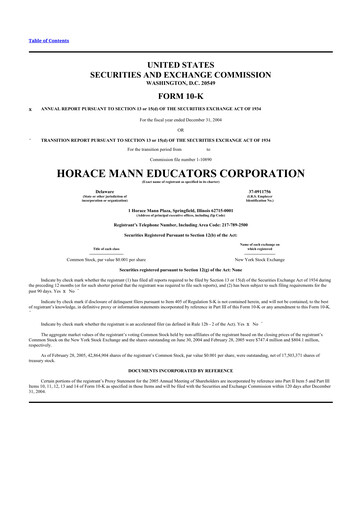 Thumbnail Horace Mann Educators 10-K Annual Report 