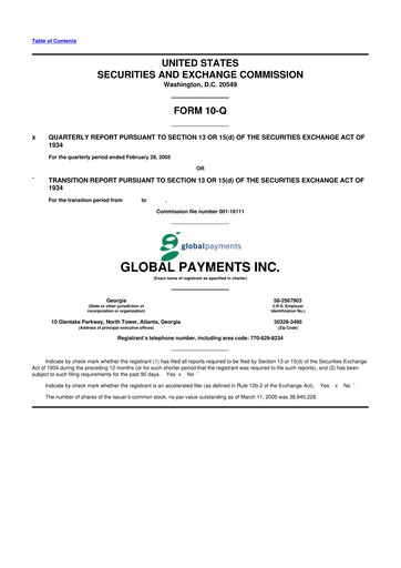 Thumbnail Global Payments 10-Q Quarterly Report FY 