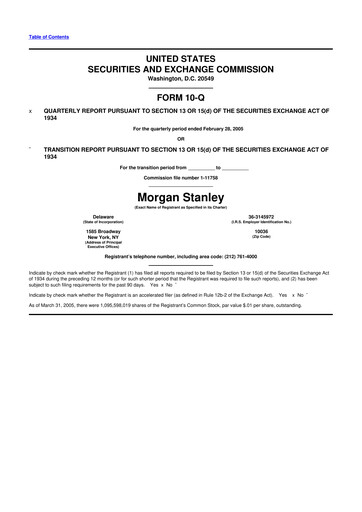 Thumbnail Morgan Stanley 10-Q Quarterly Report FY 