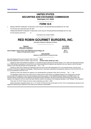 Thumbnail Red Robin
 10-K Annual Report 