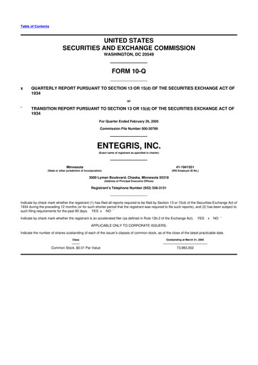 Vorschaubild Entegris 10-Q Quartalsbericht  