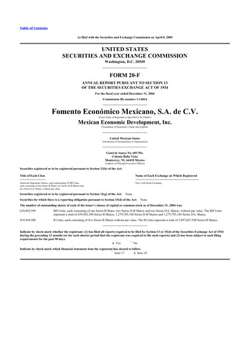 Thumbnail Fomento Económico Mexicano (FEMSA) 20-F Annual Report 