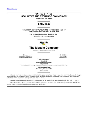 Thumbnail The Mosaic Company 10-Q Quarterly Report FY 