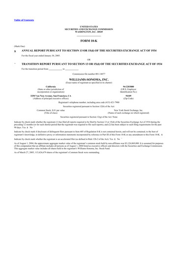 Thumbnail Williams-Sonoma 10-K Annual Report 