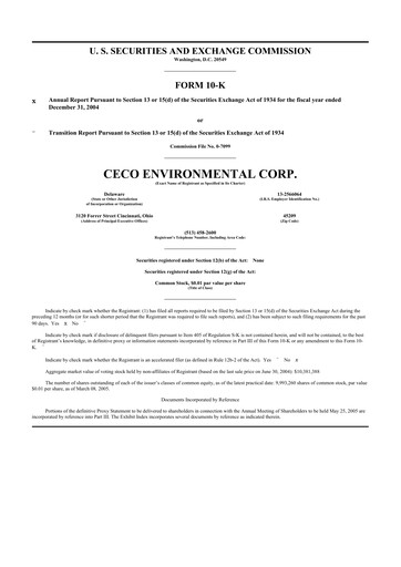 Thumbnail CECO Environmental
 10-K Annual Report 