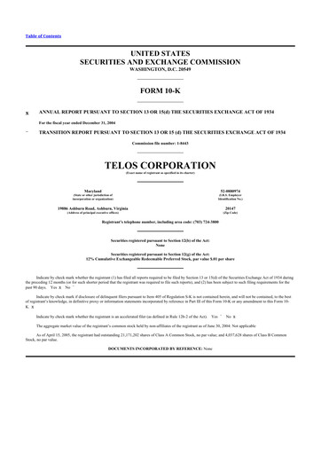 Thumbnail Telos 10-K Annual Report 